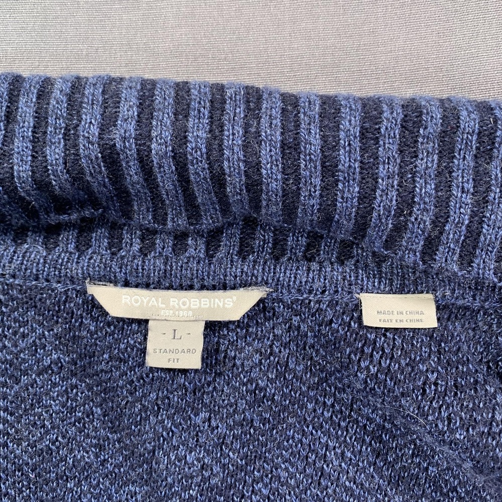 Royal Robbins Sweater Cardigan Womens L Blue Geometric Full Zip Shawl Collar - Picture 6 of 16
